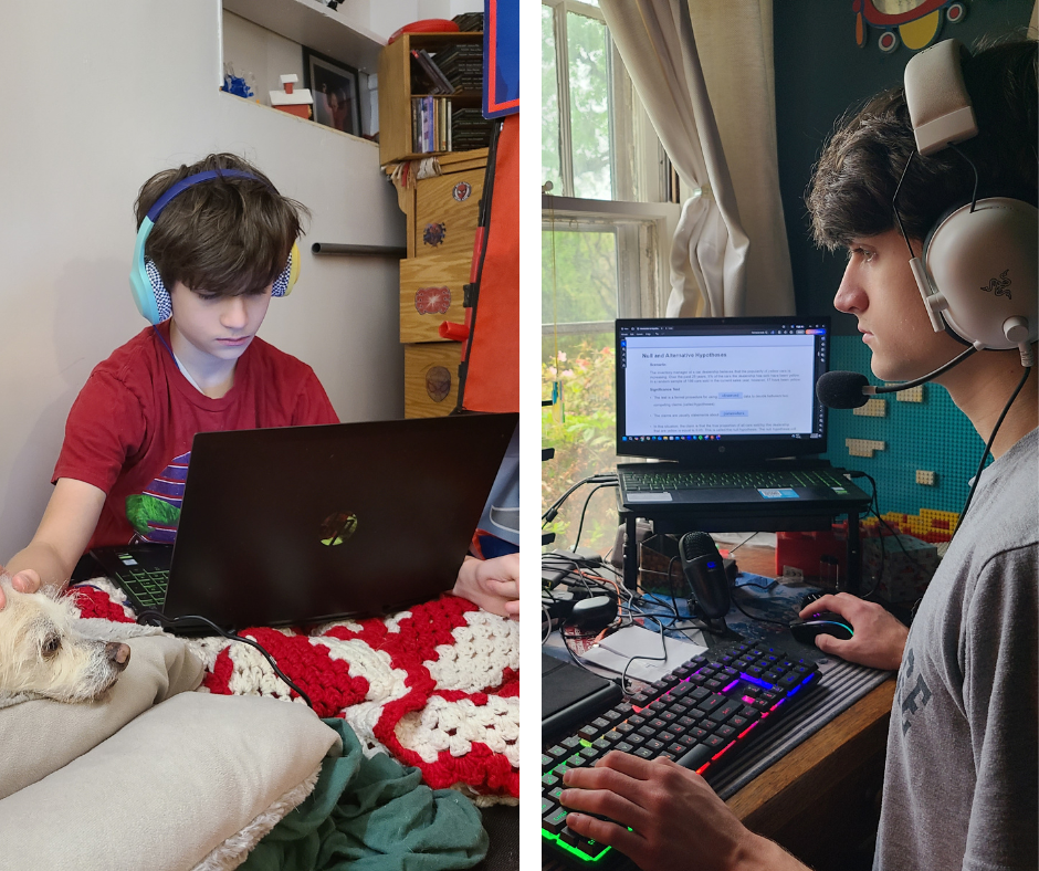 Asher and Conner Fox engage in Duval Virtual Instruction Academy at home