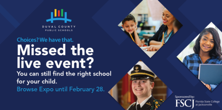 Image stating that if you missed the live event, you can still find the right school by browsing Expo until the 28th of February