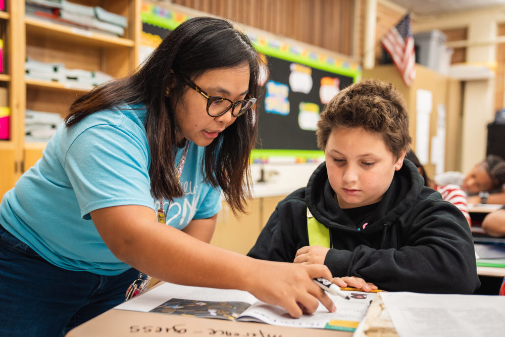 teacher and student in class