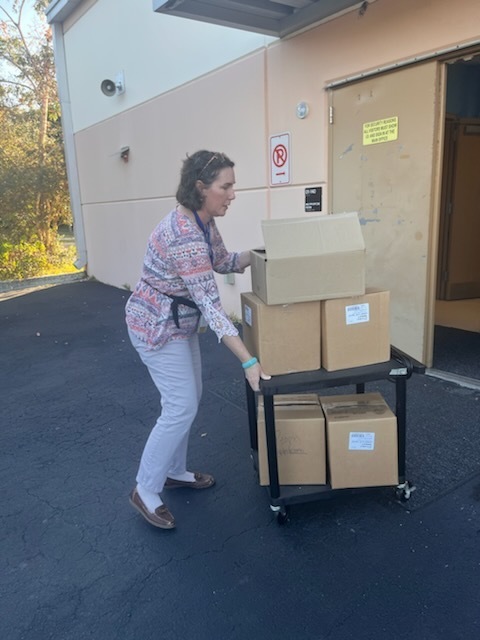Moving boxes of food