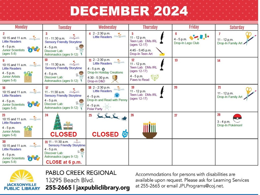 December 2024 Calendar of Events