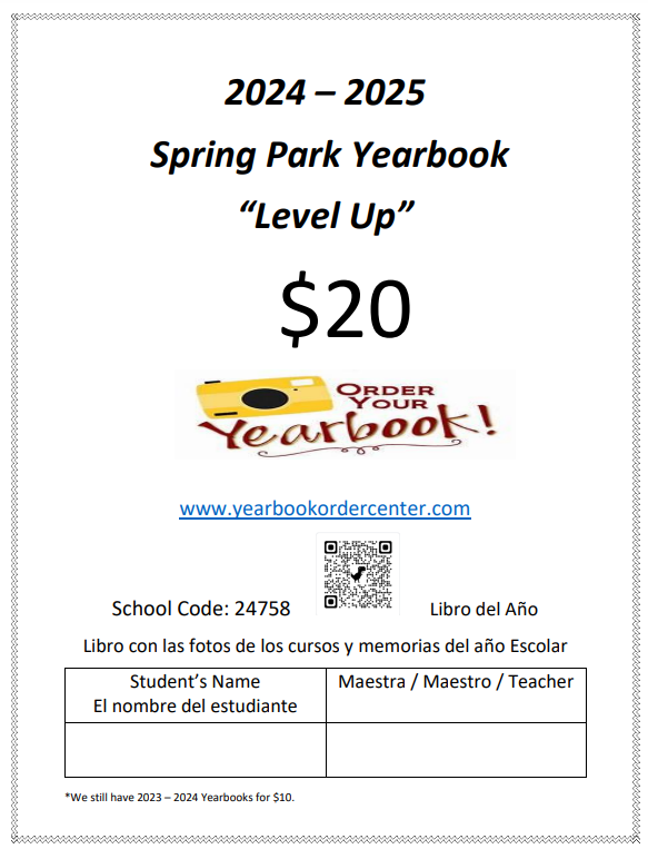 2024-2025 Yearbook Sales Flyer