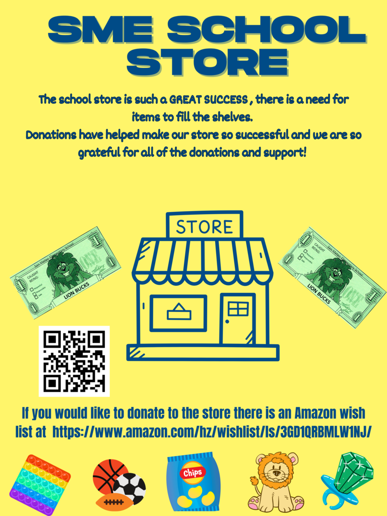 The school store is such a GREAT SUCCESS , there is a need for items to fill the shelves. Donations have helped make our store so successful and we are so grateful for all of the donations and support!