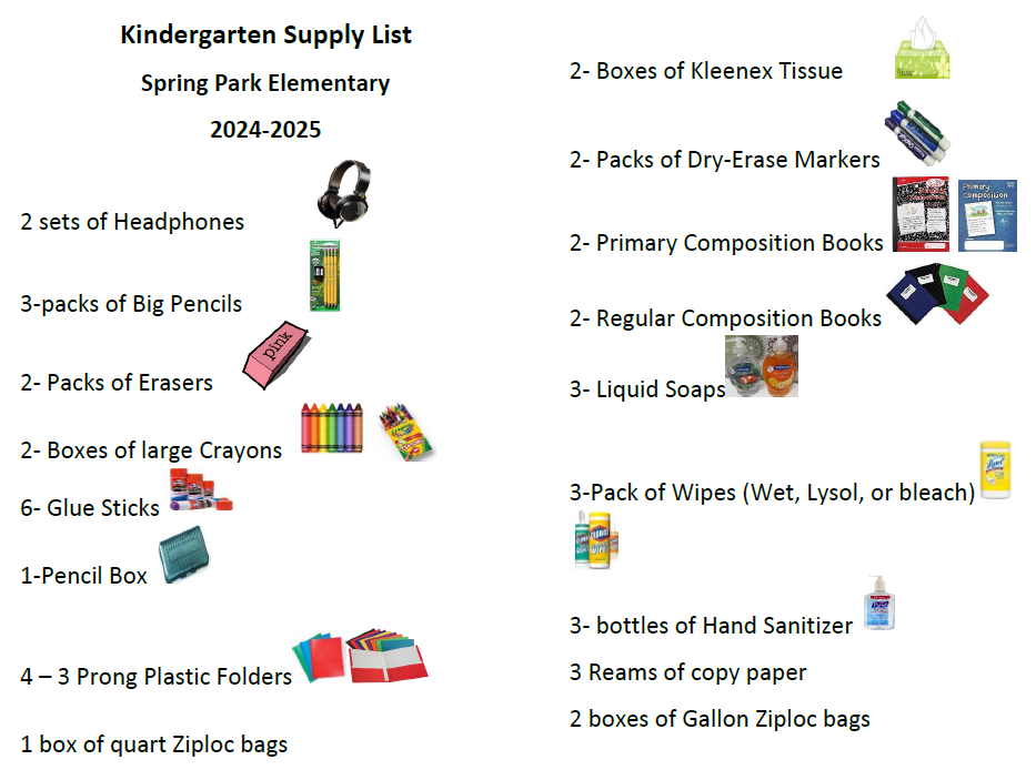 Kindergarten School Supply List (2025-2026)