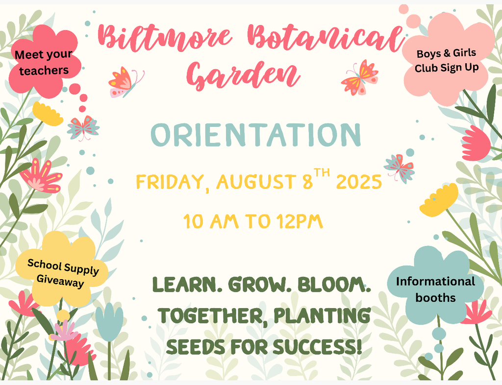 Orientation Flyer with flower theme and colorful words