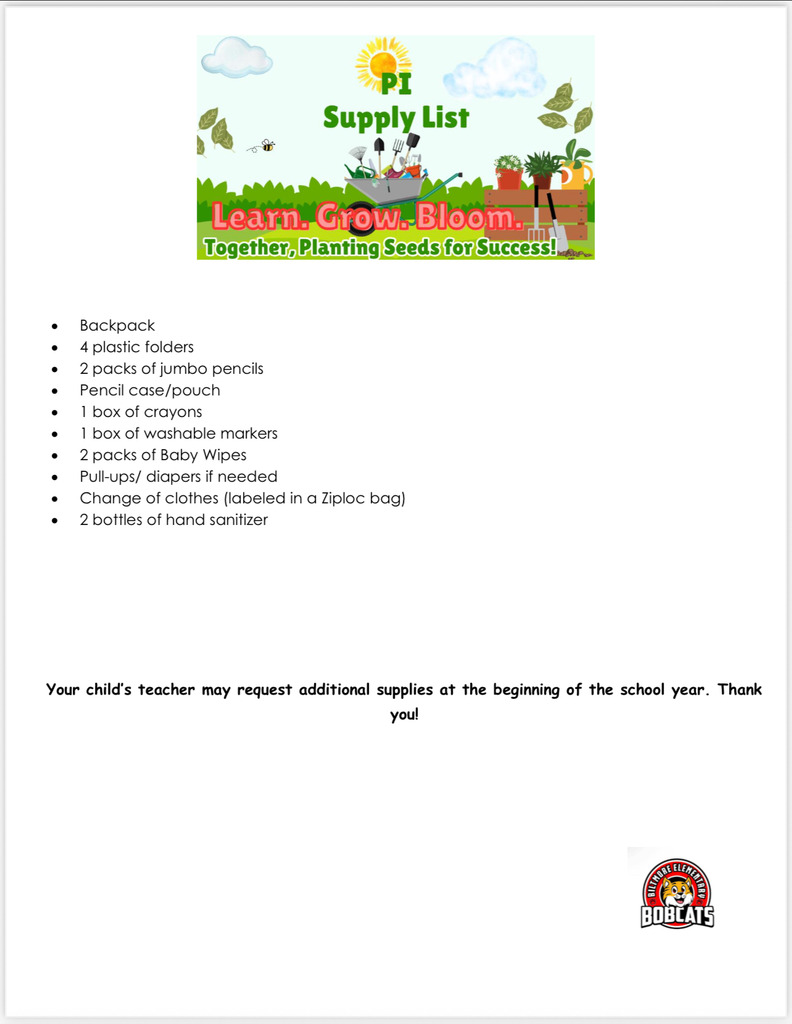PI School supply list