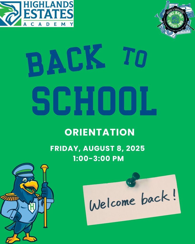 Back to school information with the date and time. 