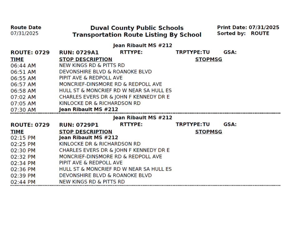 JRMS 2025 BUS ROUTE 0729