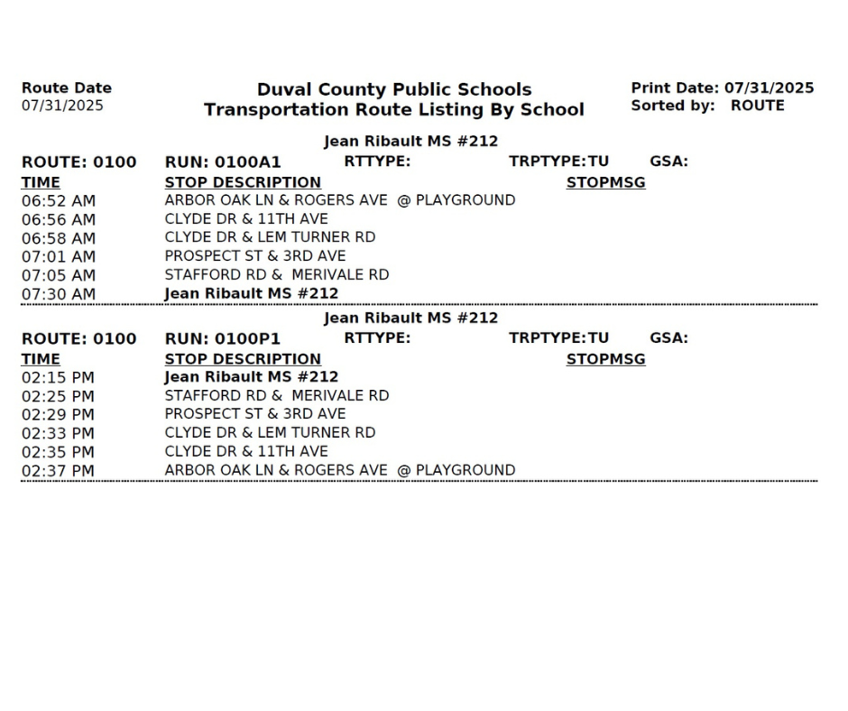 JRMS 2025 BUS ROUTE 0100