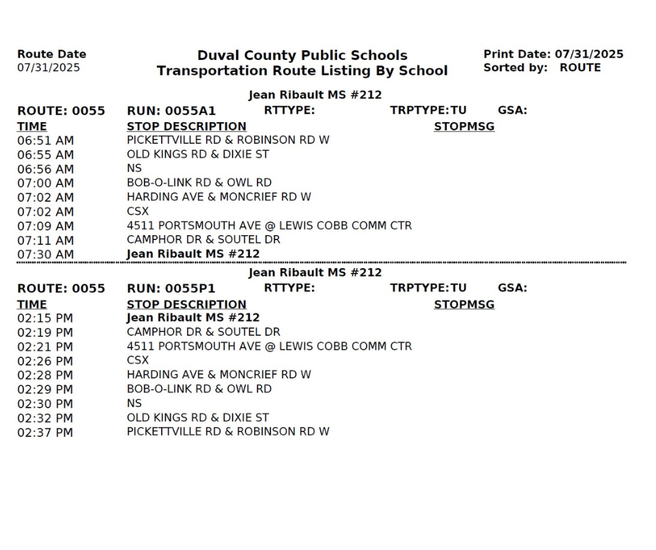 JRMS 2025 BUS ROUTE 0055