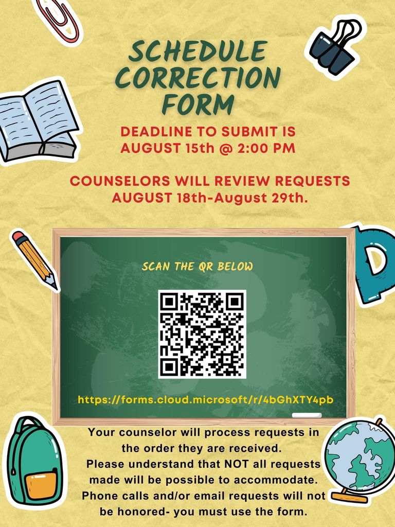 SCHEDULE CORRECTION FORM LINK