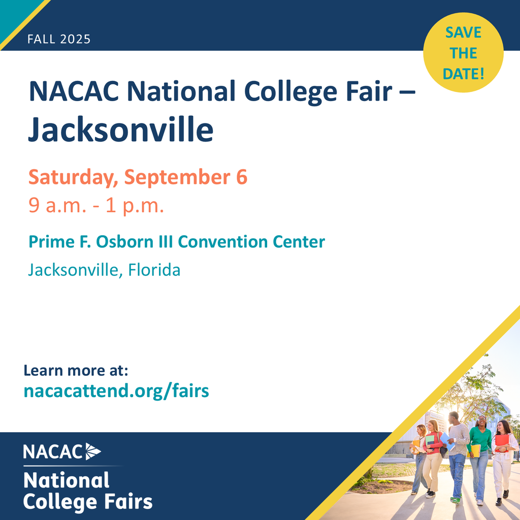 NACAC National College Fair September 6 9am to 1pm at Prime Osborn Convention Center
