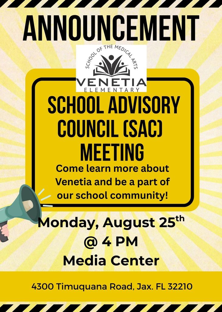 SAC Meeting Monday August 25th at 4 PM