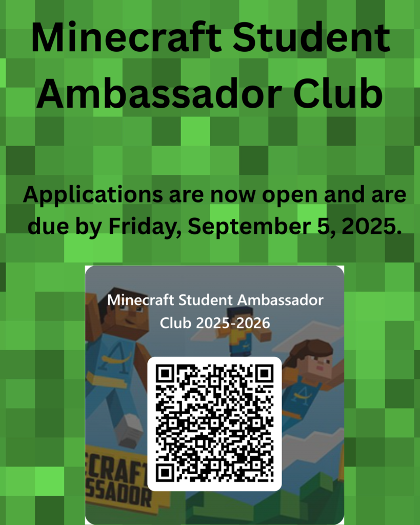 Applications are open for the Minecraft Student Ambassador Club