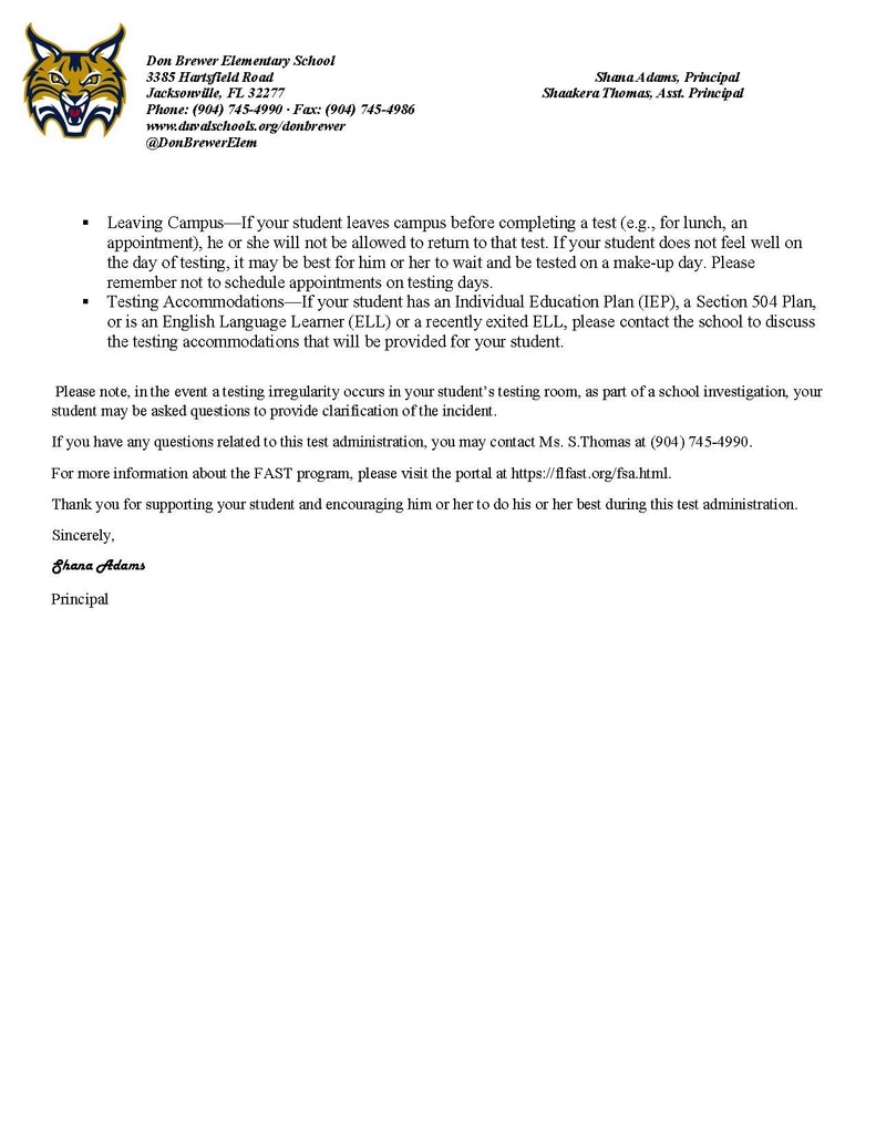 FAST PM 1 Parent letter
