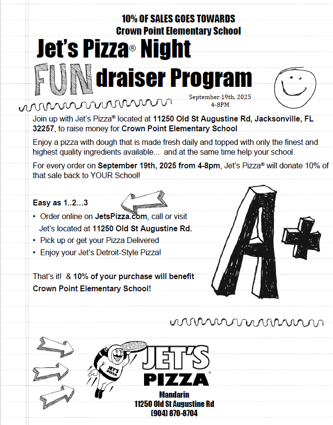 Jet's Pizza Spirit Night astronaut holding pizza september 19th