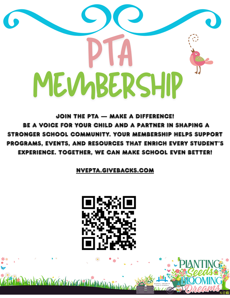 PTA Membership; Join the PTA — Make a Difference!  Be a voice for your child and a partner in shaping a stronger school community. Your membership helps support programs, events, and resources that enrich every student’s experience. Together, we can make school even better! nvepta.giveback.com