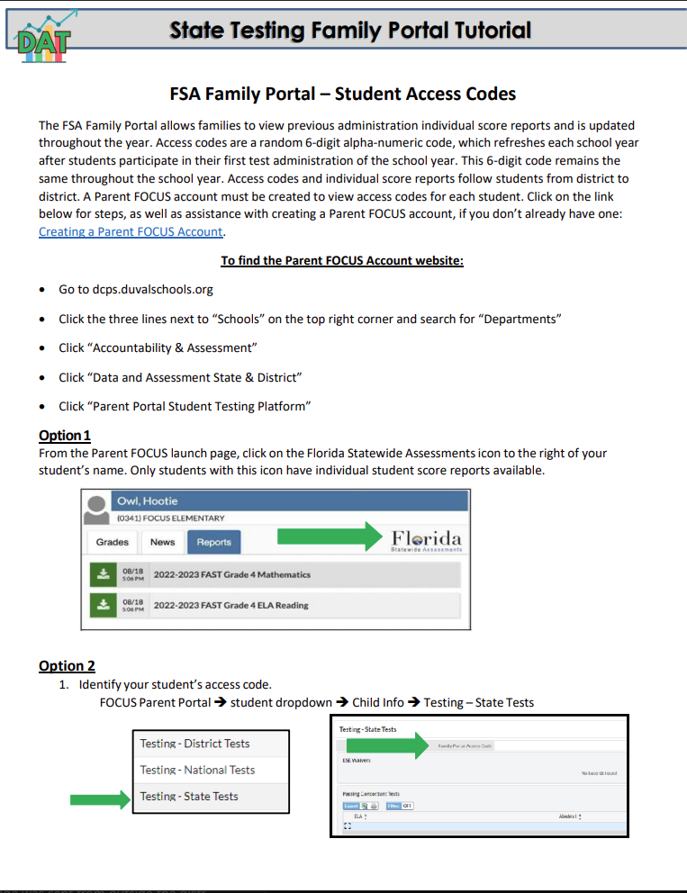 State Testing Family Portal