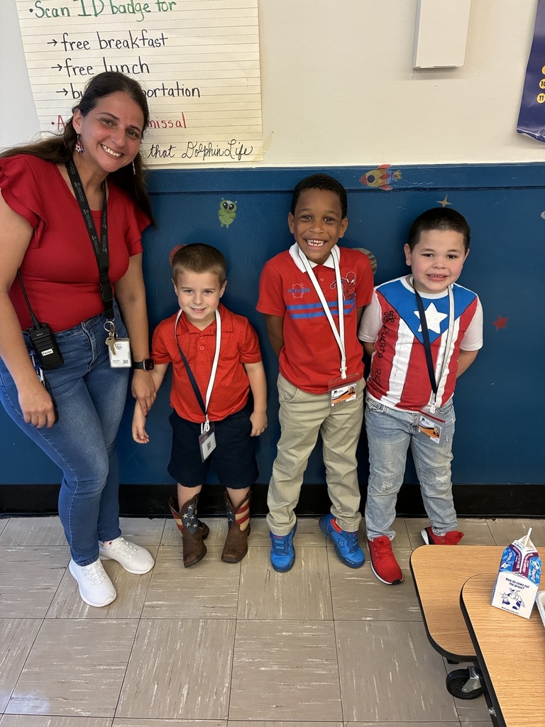 Students in red, white, and blue