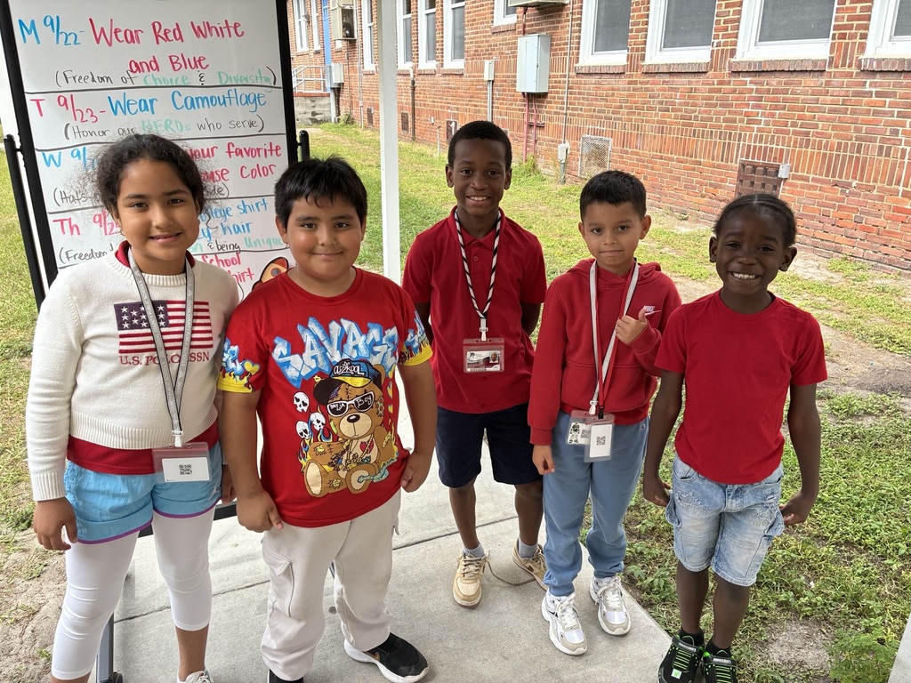 Students in red, white, and blue