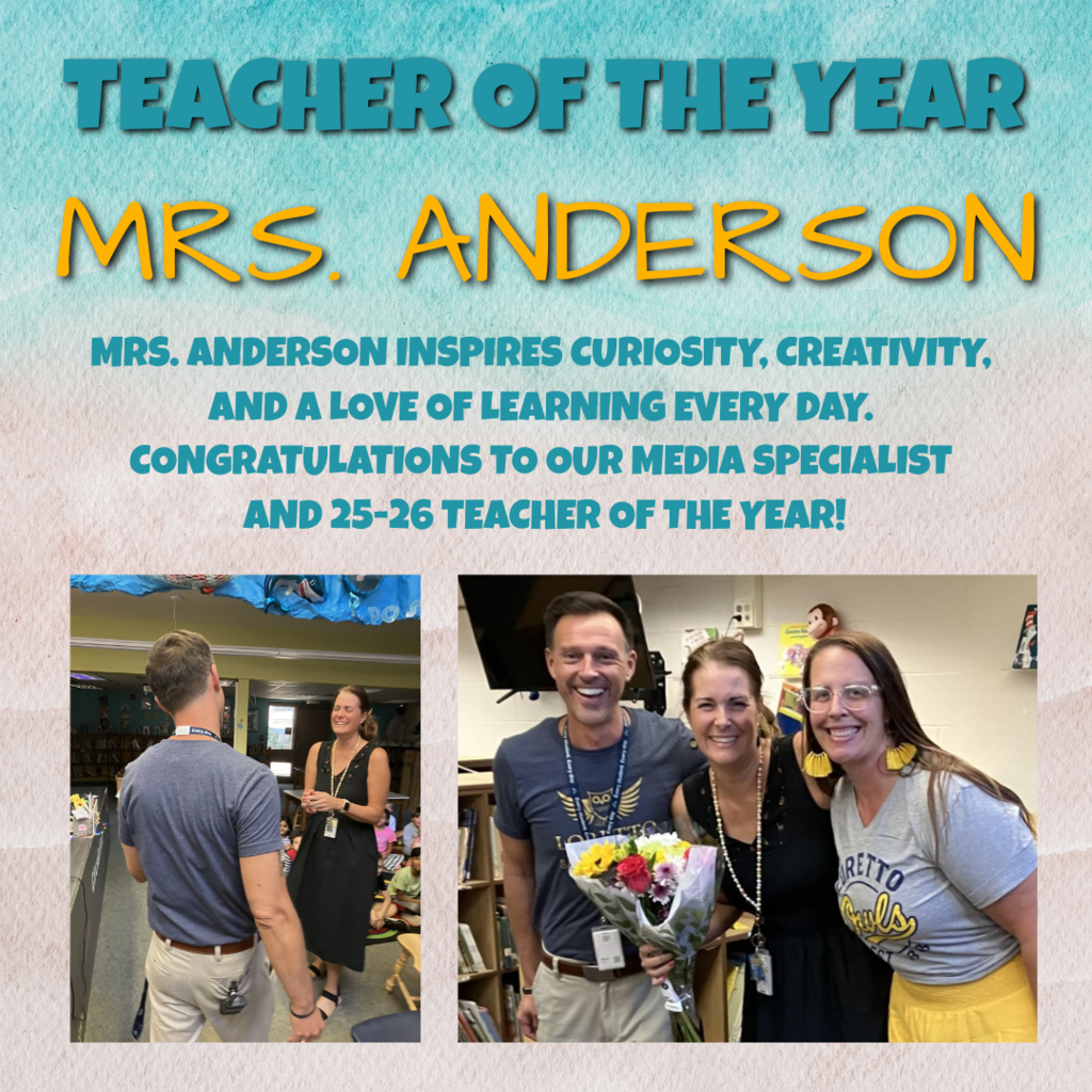 Mrs. Anderson is the 25-26 Loretto Elementary Teacher of the Year!