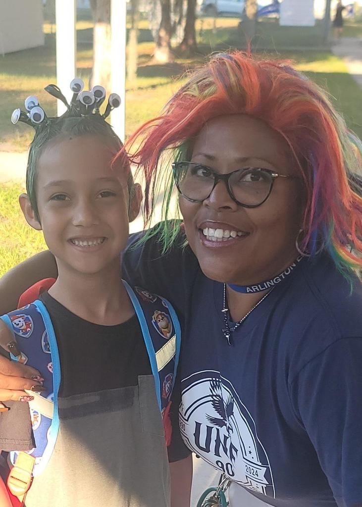 Students posing with crazy hair