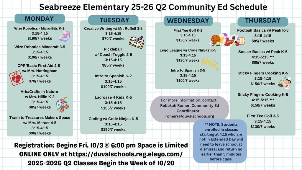Q2 Schedule Community Ed