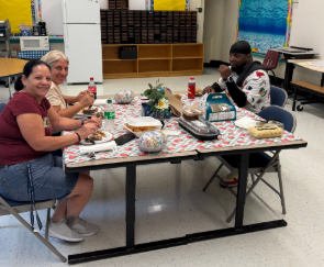 People enjoying food