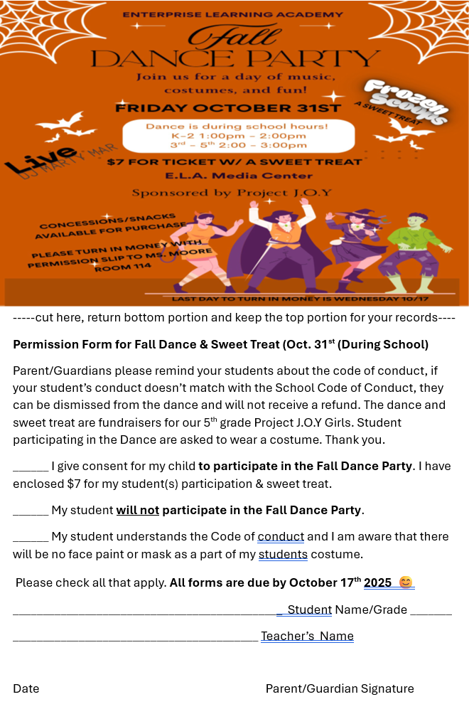 Fall Dance Party K-2 & 3-5