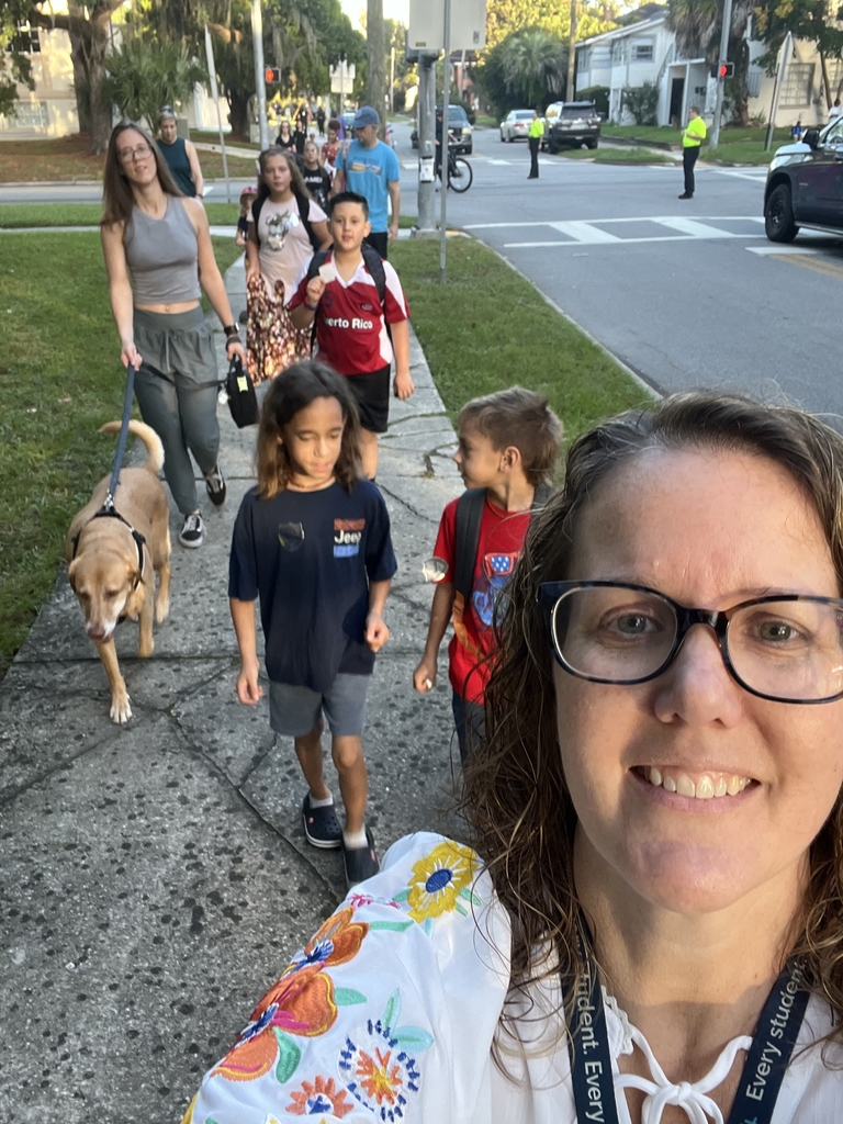 Families walking to school