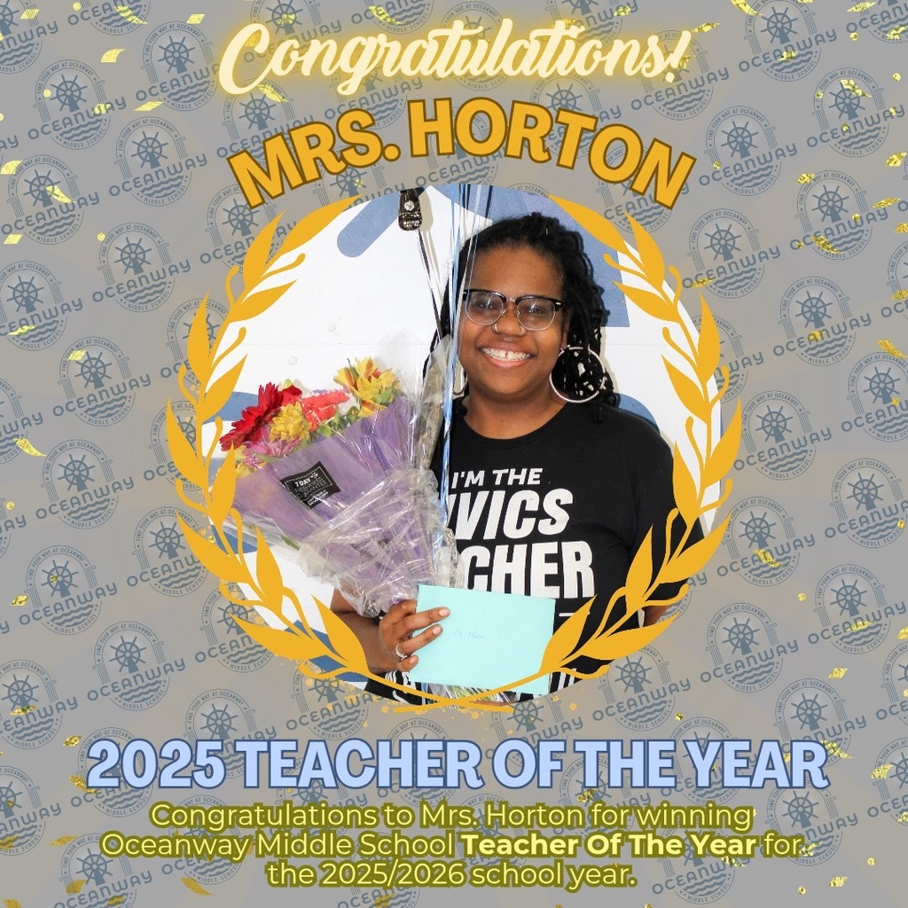 A picture of Mrs. Horton smiling while holding a bouquet of flowers and balloons