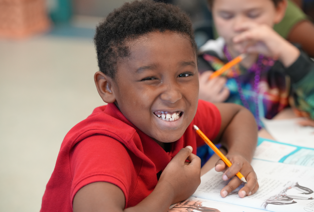 Students participate in a classroom activity led by third-grade teacher Jasmine Richo.