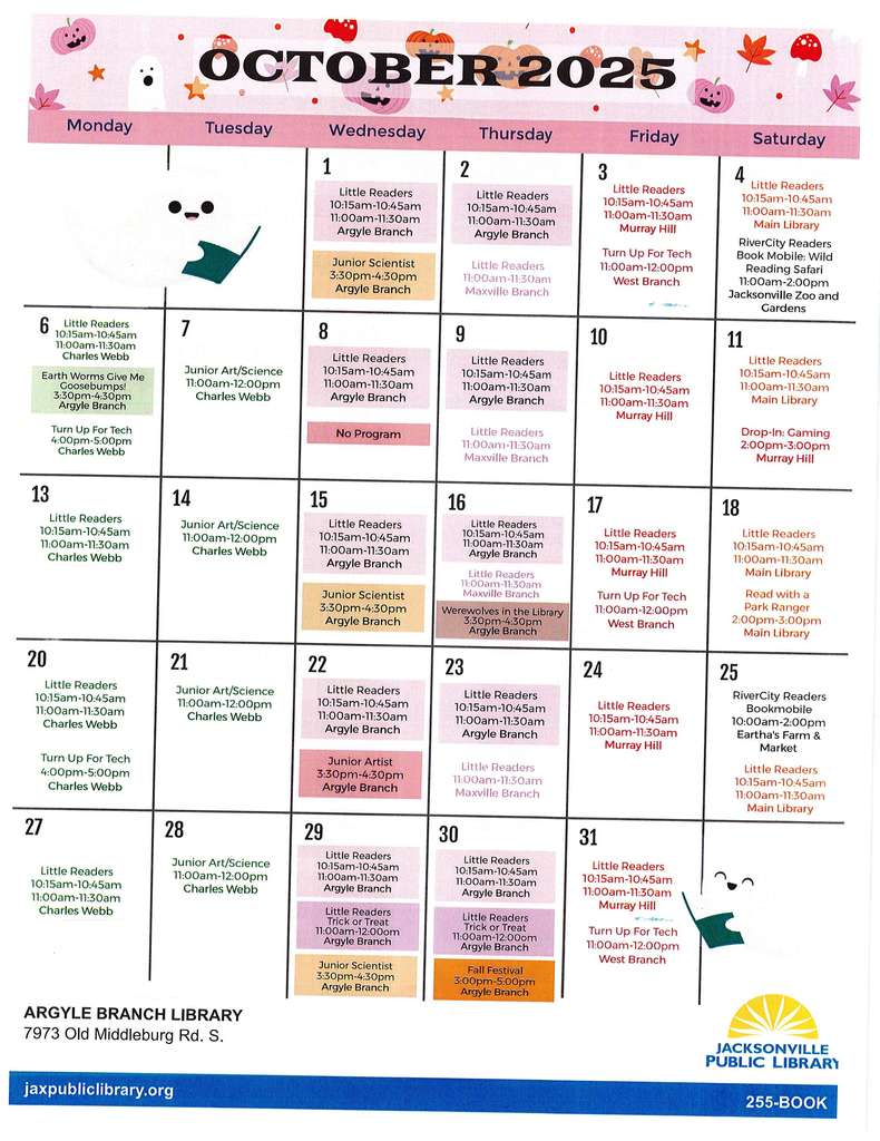 October Library Calendar