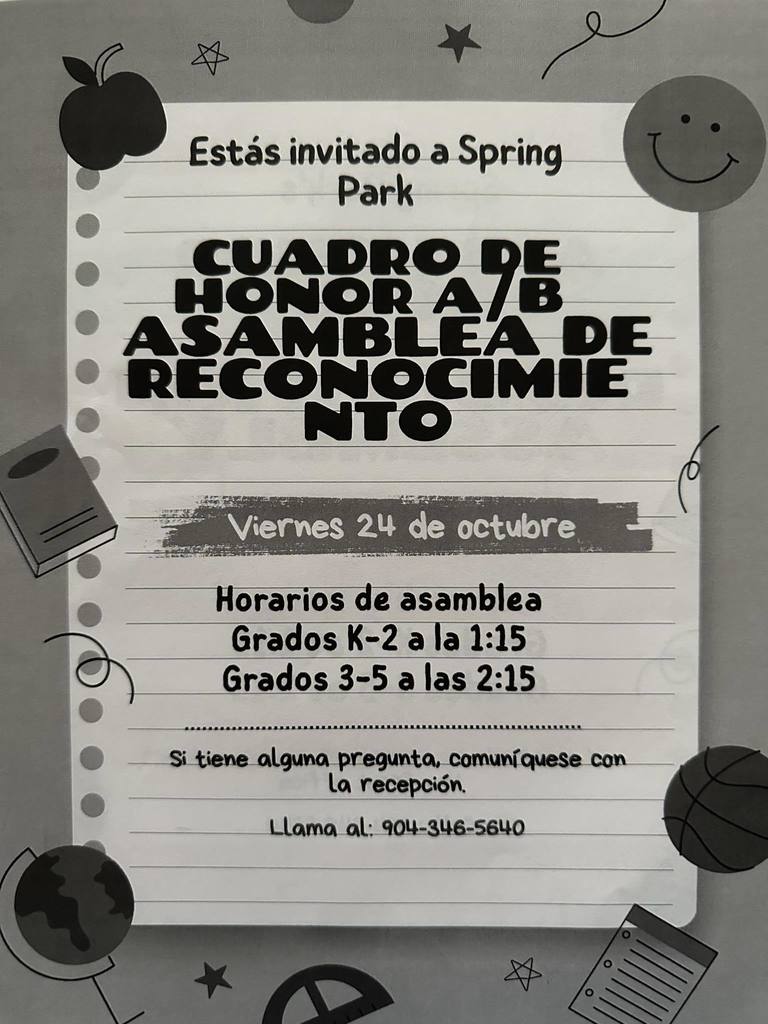 Quarter 1 Awards Ceremony (Spanish flyer)