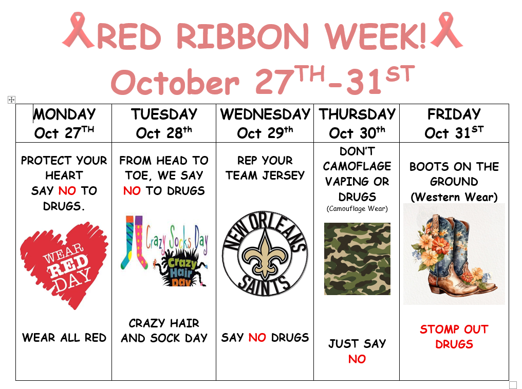 Red Ribbon Weel Oct 27 through Oct 31