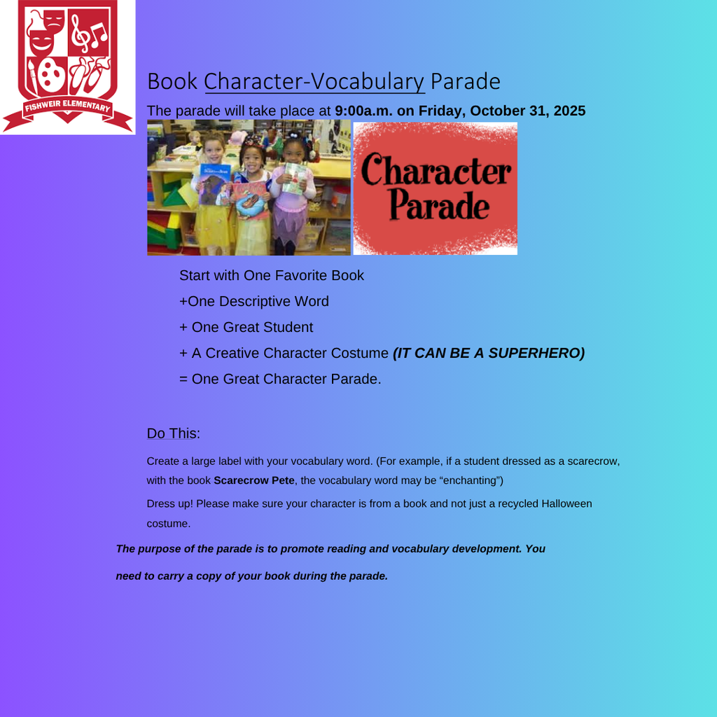 Book Character and Vocabulary Parade Day