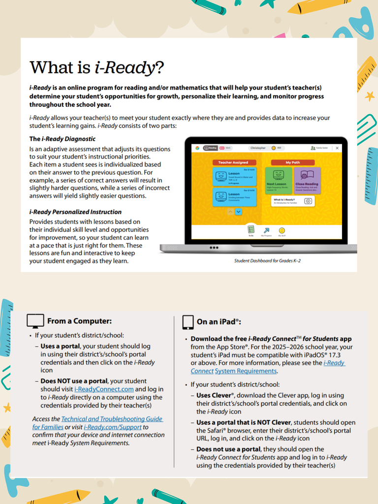 i-Ready Poster with information