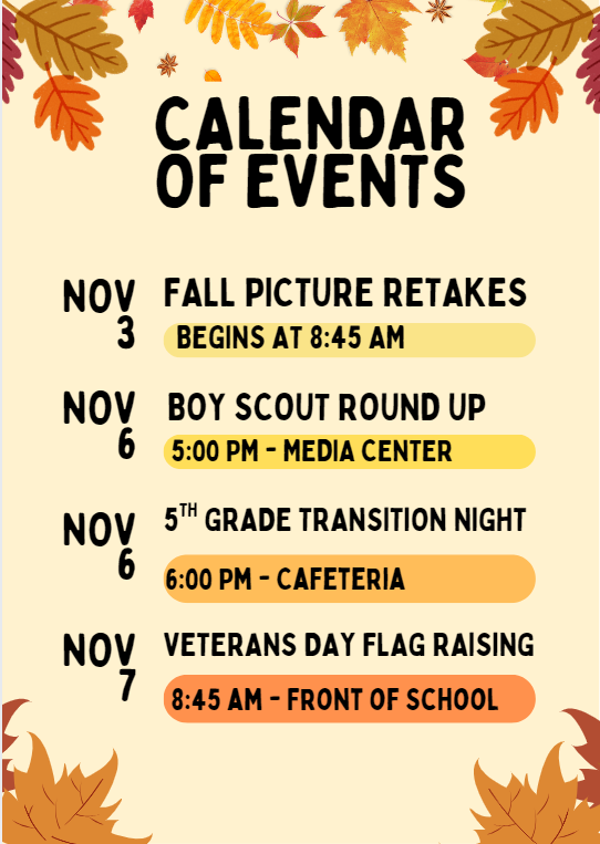 November calendar of events