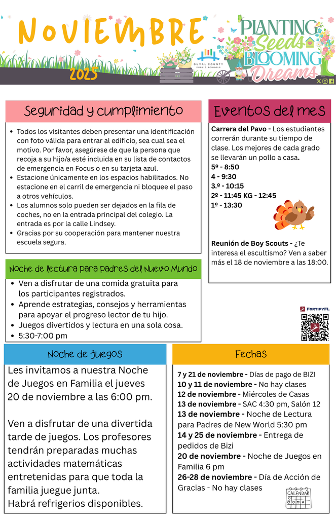 November Newsletter spanish