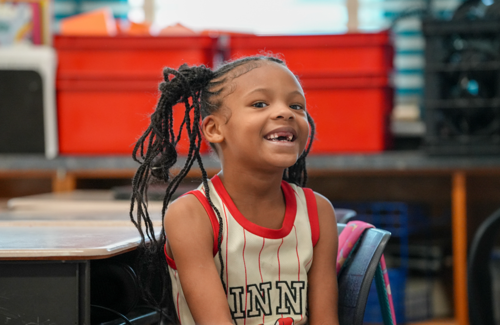 Smiling students, celebrating learning and connection in her Ramona Boulevard Elementary classroom.