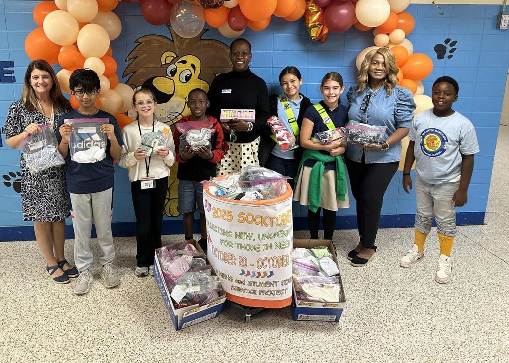 NEHS Sponsors, Students and United Way Representative with donations