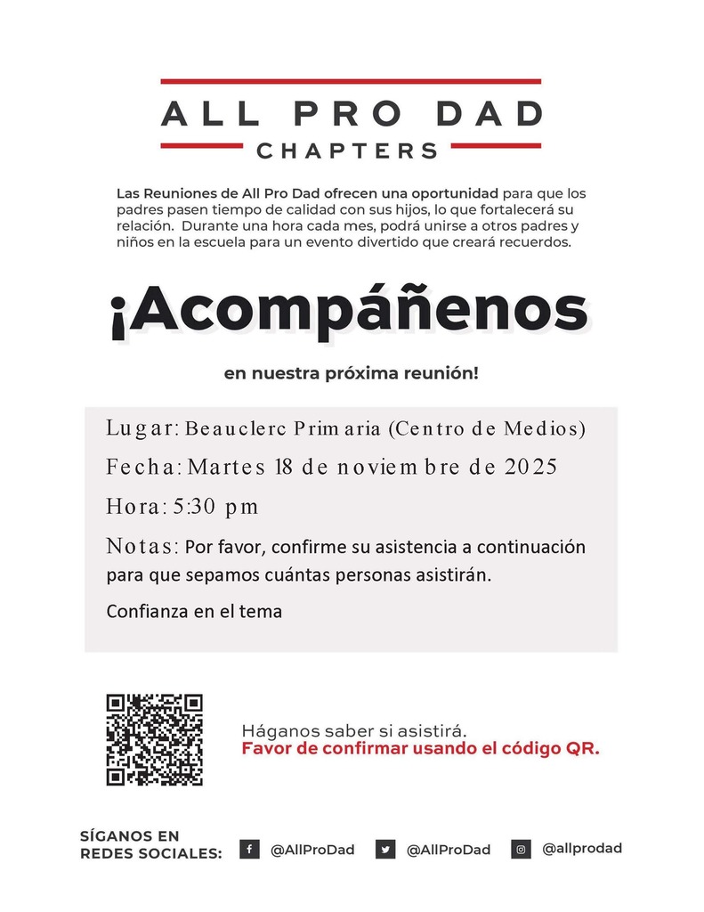 All-Pro Dad Monthly Meeting Spanish November 18, 2025