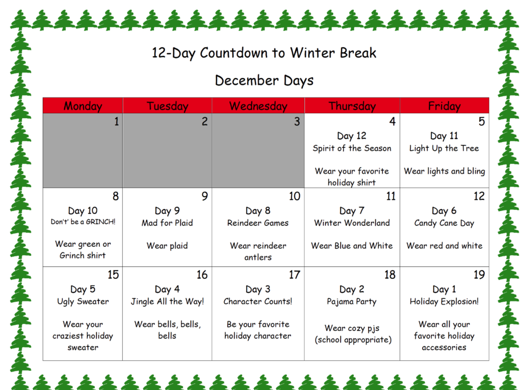 12 Day Countdown Calendar