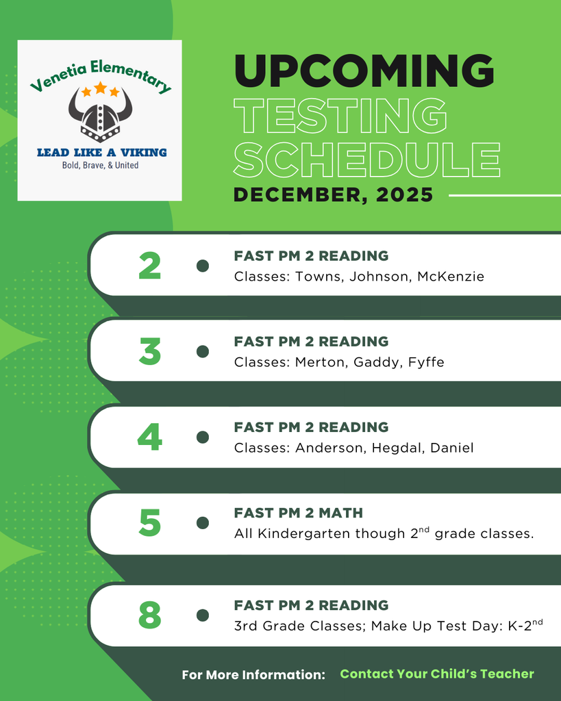 testing schedule Dec 2-8