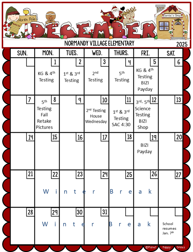 December 2025 calendar