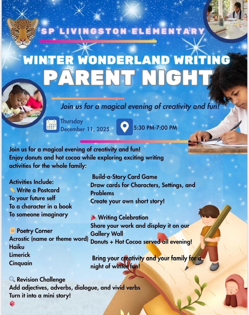 Winter Wonderland Writing Parent Night - Thursday December 11, 2025 - 5:30pm-7:00pm