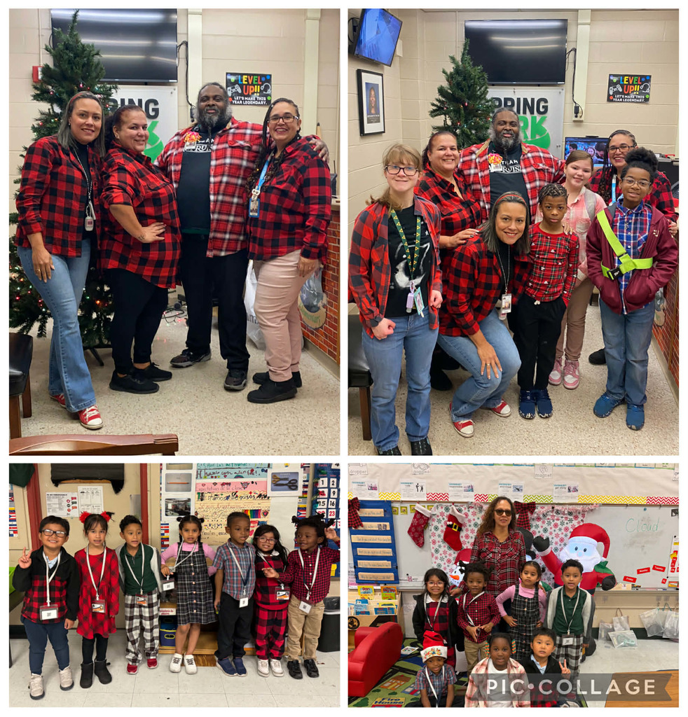 Dec. 4th - "Mad About Plaid" Day at SPE - Ms. Rios' Kindergarteners & Faculty