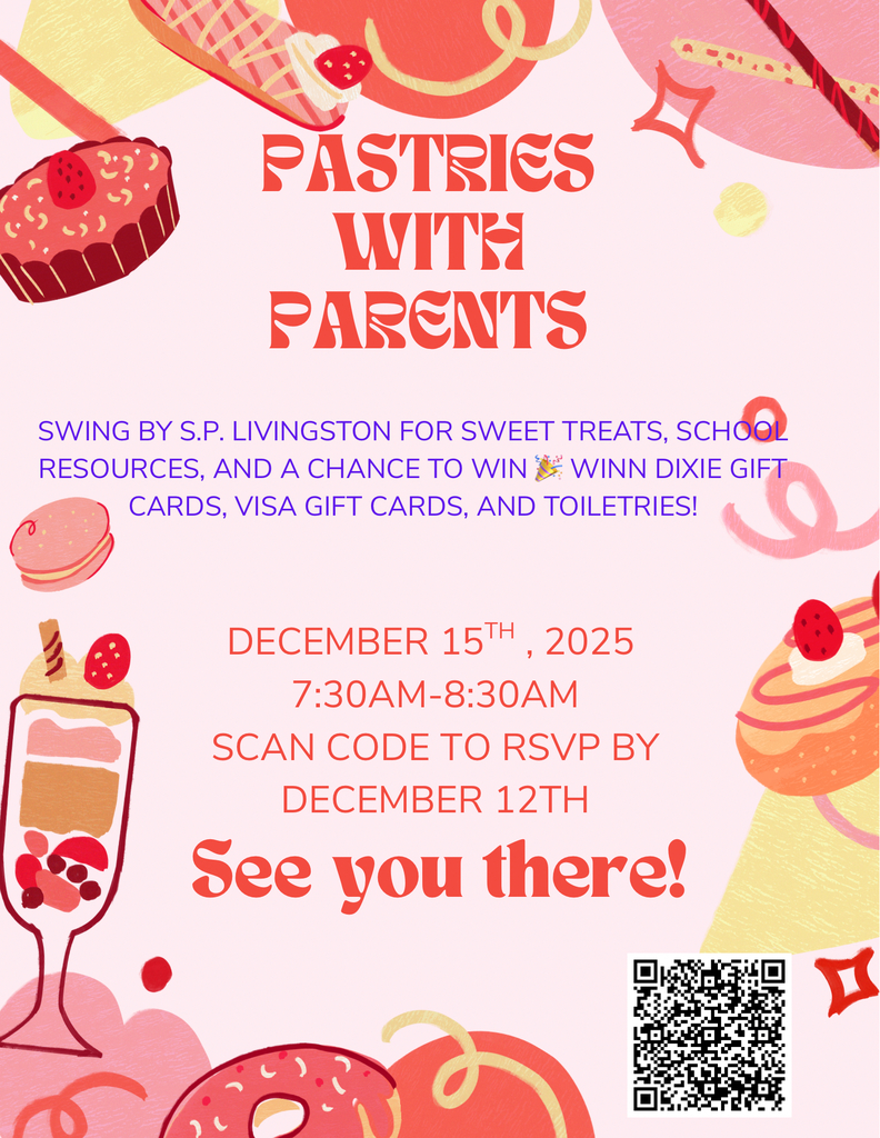 Pastries with Parents December 15th 7:30am-8:30am Scan to RSVP by December 12th See you there!