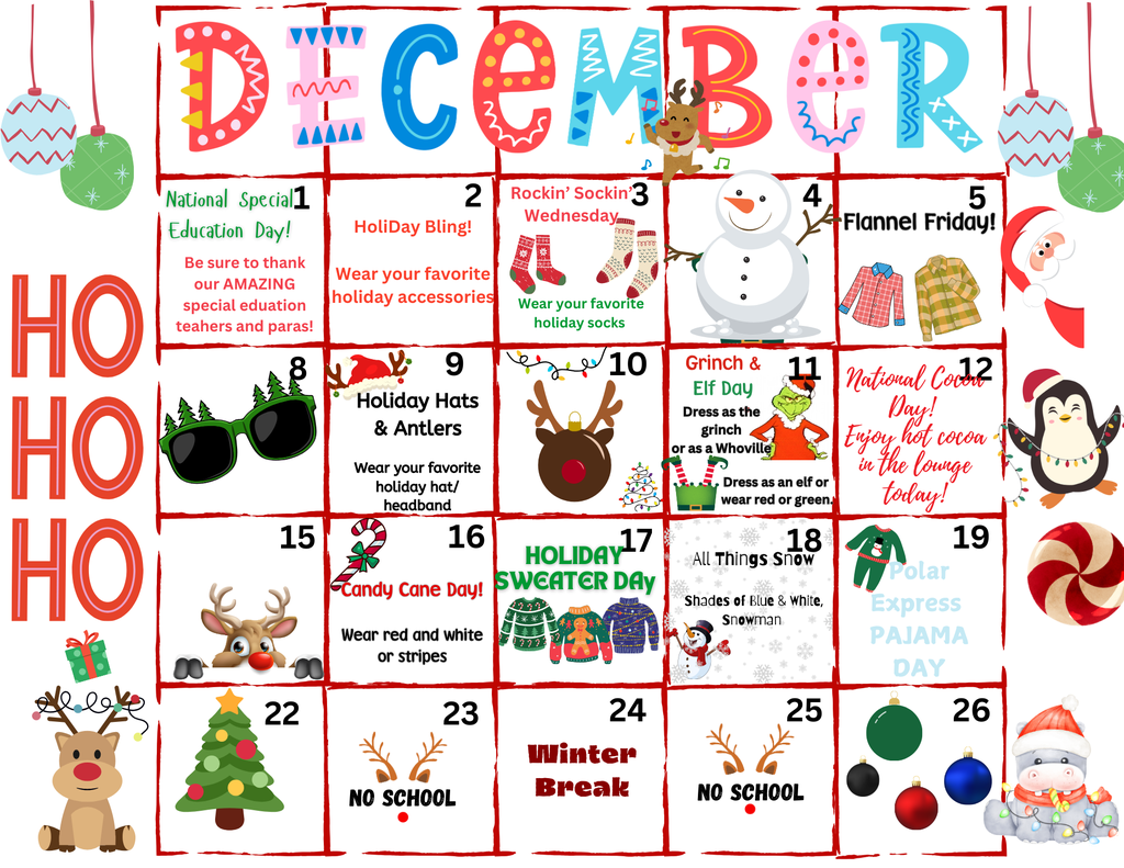 December Student Calendar