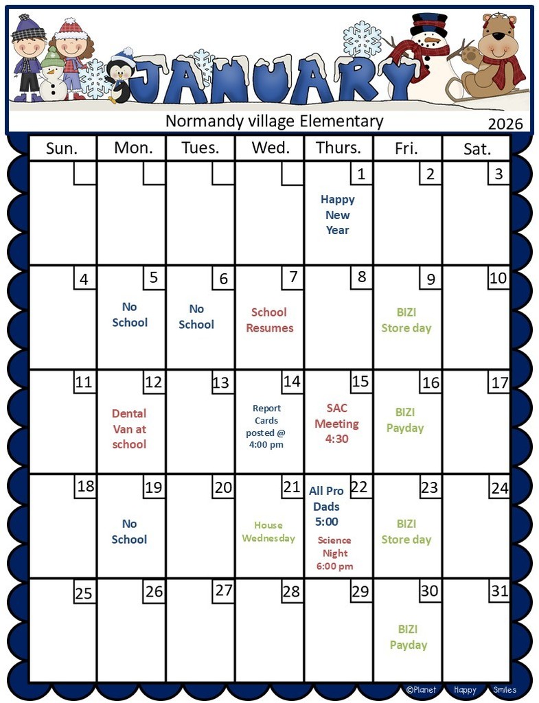 January Calendar